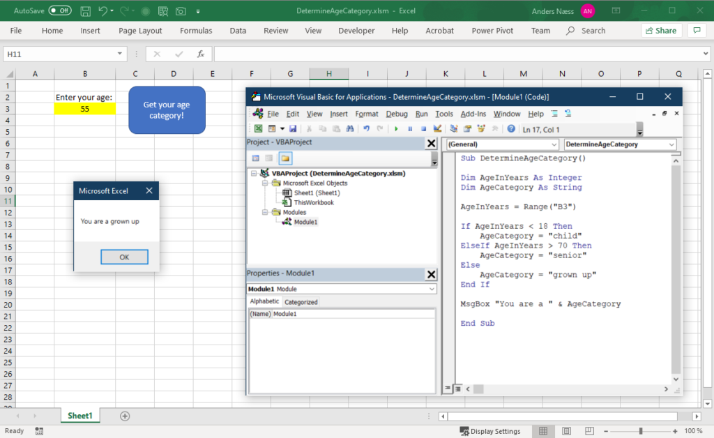 Excel VBA eksempel